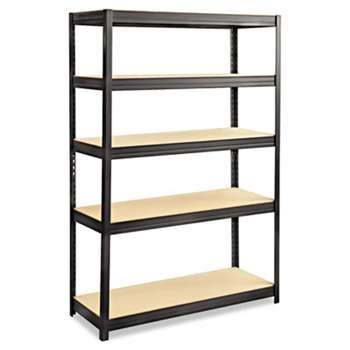 SAFCO PRODUCTS Boltless Steel/Particleboard Shelving, Five-Shelf, 48w x 18d x 72h, Black