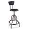 SAFCO PRODUCTS Diesel Series Industrial Stool w/Back, High Base, Pewter Leather Seat/Back Pad