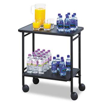SAFCO PRODUCTS Folding Office/Beverage Cart, Two-Shelf, 25w x 15d x 30h, Black
