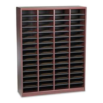 SAFCO PRODUCTS Wood/Fiberboard E-Z Stor Sorter, 60 Slots, 40x11 3/4x52 1/4, Mahogany, 2 Boxes