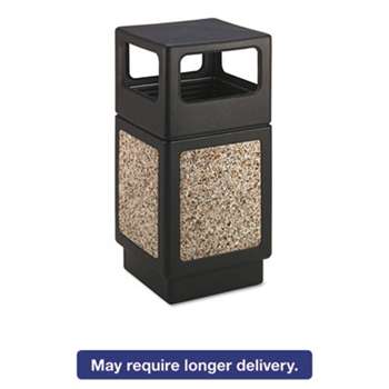 SAFCO PRODUCTS Canmeleon Side-Open Receptacle, Square, Aggregate/Polyethylene, 38gal, Black