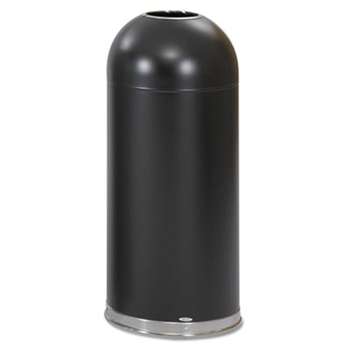 SAFCO PRODUCTS Open-Top Dome Receptacle, Round, Steel, 15gal, Black