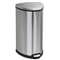 SAFCO PRODUCTS Step-On Waste Receptacle, Triangular, Stainless Steel, 10gal, Chrome/Black