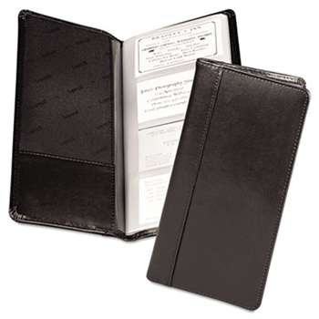 SAMSILL CORPORATION Regal Leather Business Card File, 96 Card Cap, 2 x 3 1/2 Cards, Black