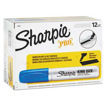 SANFORD King Size Permanent Marker, Chisel Tip, Blue, Dozen