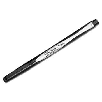 SANFORD Plastic Point Stick Permanent Water Resistant Pen, Black Ink, Fine, Dozen