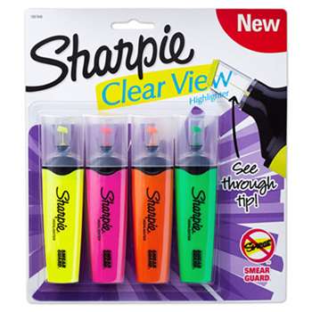 SANFORD Clearview Highlighter, Blade Tip, Assorted Ink, 4 per Set