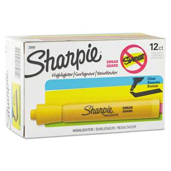 SANFORD Accent Tank Style Highlighter, Chisel Tip, Yellow, Dozen