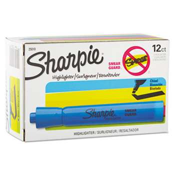 SANFORD Accent Tank Style Highlighter, Chisel Tip, Blue, Dozen