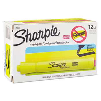 SANFORD Accent Tank Style Highlighter, Chisel Tip, Fluorescent Yellow, Dozen