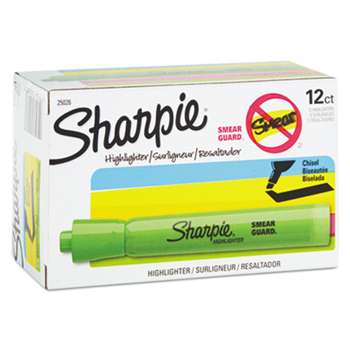 SANFORD Accent Tank Style Highlighter, Chisel Tip, Fluorescent Green, Dozen