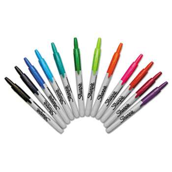 SANFORD Retractable Permanent Markers, Fine Point, Asstd., 12/Set