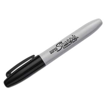 SANFORD Super Permanent Markers, Fine Point, Black, 6/Pack