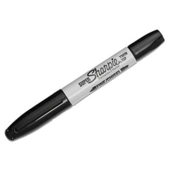 SANFORD Super Twin-Tip Permanent Marker, Fine/Chisel Tip, Black