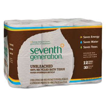 SEVENTH GENERATION Natural Unbleached 100% Recycled Bath Tissue, 2-Ply, 400 Sheet/Mega Roll, 48/Ctn
