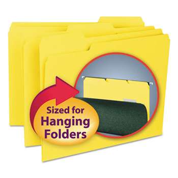 SMEAD MANUFACTURING CO. Interior File Folders, 1/3 Cut Top Tab, Letter, Yellow, 100/Box
