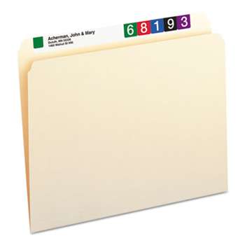 SMEAD MANUFACTURING CO. File Folders, Straight Cut, One-Ply Top Tab, Letter, Manila, 100/Box