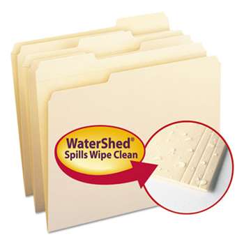 SMEAD MANUFACTURING CO. WaterShed File Folders, 1/3 Cut Top Tab, Letter, Manila, 100/Box