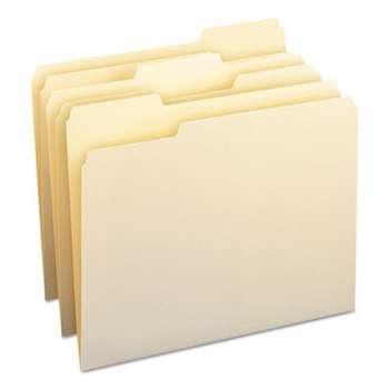 SMEAD MANUFACTURING CO. File Folders, 1/3 Cut Assorted, One-Ply Top Tab, Letter, Manila, 100/Box