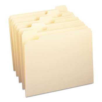 SMEAD MANUFACTURING CO. File Folders, 1/5 Cut, One-Ply Top Tab, Letter, Manila, 100/Box