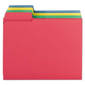 SMEAD MANUFACTURING CO. 3-in-1 SuperTab Section Folders, 1/3 Cut Top Tab, Letter, Assorted, 12/Pack