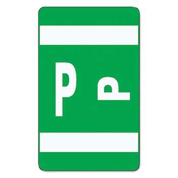 SMEAD MANUFACTURING CO. Alpha-Z Color-Coded Second Letter Labels, Letter P, Dark Green, 100/Pack