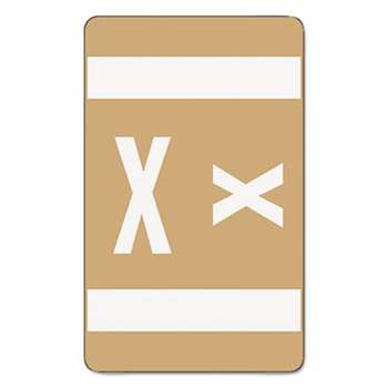 SMEAD MANUFACTURING CO. Alpha-Z Color-Coded Second Letter Labels, Letter X, Light Brown, 100/Pack