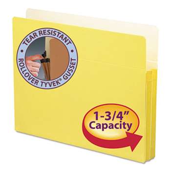 SMEAD MANUFACTURING CO. 1 3/4" Exp Colored File Pocket, Straight Tab, Letter, Yellow