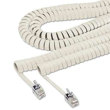 SOFTALK LLC Coiled Phone Cord, Plug/Plug, 25 ft., Ash