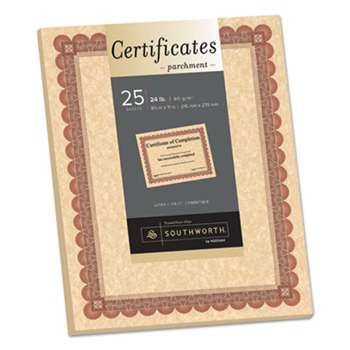 SOUTHWORTH CO. Parchment Certificates, Copper w/Red & Brown Border, 8 1/2 x 11, 25/Pack