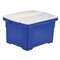 STOREX Plastic File Tote Storage Box, Letter/Legal, Snap-On Lid, Blue/Clear