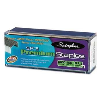 ACCO BRANDS, INC. S.F. 3 Premium Chisel Point 105 Count Half-Strip Staples, 5000/Box