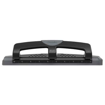 Swingline 74134 12-Sheet SmartTouch Three-Hole Punch, 9/32" Holes, Black/Gray