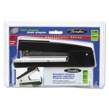 Swingline 74793 747 Classic Stapler Plus Pack, Full Strip, 20-Sheet Capacity, Black