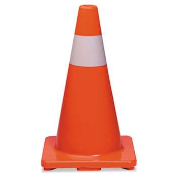 TATCO Traffic Cone, 18h x 10w x 10d, Orange/Silver