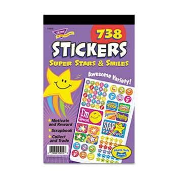 TREND ENTERPRISES, INC. Sticker Assortment Pack, Super Stars and Smiles, 738 Stickers/Pad