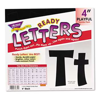 TREND ENTERPRISES, INC. Ready Letters Playful Combo Set, Black, 4"h, 216/Set