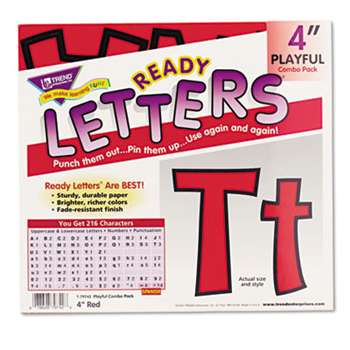 TREND ENTERPRISES, INC. Ready Letters Playful Combo Set, Red, 4"h, 216/Set