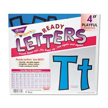 TREND ENTERPRISES, INC. Ready Letters Playful Combo Set, Blue, 4"h, 216/Set