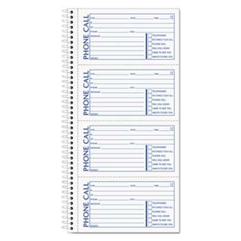TOPS BUSINESS FORMS Spiralbound Message Book, 2 3/4 x 5, Two-Part Carbonless, 200/Book