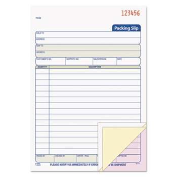 TOPS BUSINESS FORMS Packing Slip Book, 5 1/2 x 7 7/8, Three-Part Carbonless, 50 Sets/Book