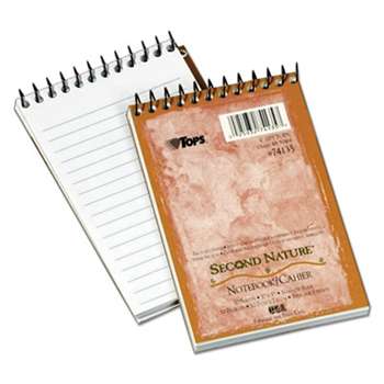 TOPS BUSINESS FORMS Second Nature Subject Wirebound Notebook, Narrow, 3 x 5, White, 50 Sheets