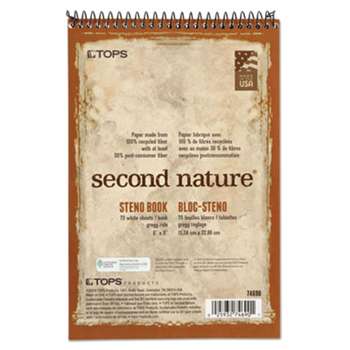 TOPS BUSINESS FORMS Second Nature Spiral Reporter/Steno Book, Gregg, 6 x 9, White, 70 Sheets