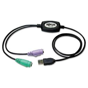 TRIPPLITE USB to PS/2 Adapter, USB-A Male to 2 x PS/2 Female, 18"