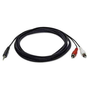 TRIPPLITE Audio Cables, 6 ft, Black, 3.5 mm Male; Two RCA Male