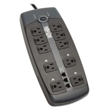 TRIPPLITE TLP1008TEL Surge Suppressor, 10 Outlets, 8 ft Cord, 2395 Joules, Black