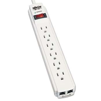 TRIPPLITE TLP604TEL Surge Suppressor, 6 Outlets, 4 ft Cord, 790 Joules, Light Gray