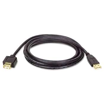 TRIPPLITE USB 2.0 Gold Extension Cable, 10 ft, Black