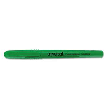 Universal 08852 Pocket Clip Highlighter, Chisel Tip, Fluorescent Green Ink, 1 Dozen