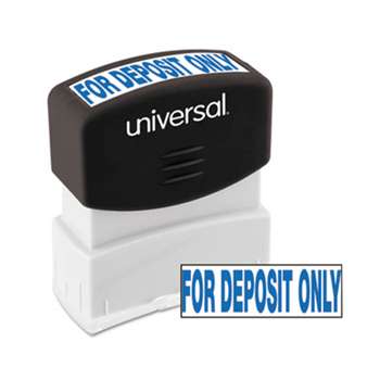 UNIVERSAL OFFICE PRODUCTS Message Stamp, for DEPOSIT ONLY, Pre-Inked One-Color, Blue